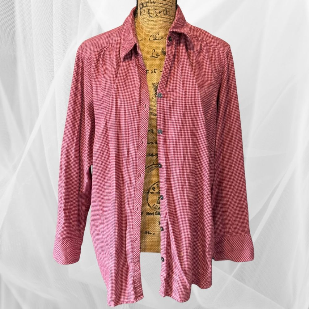 Eddie Bauer - Red/White (Pink) Plaid Button Down - L